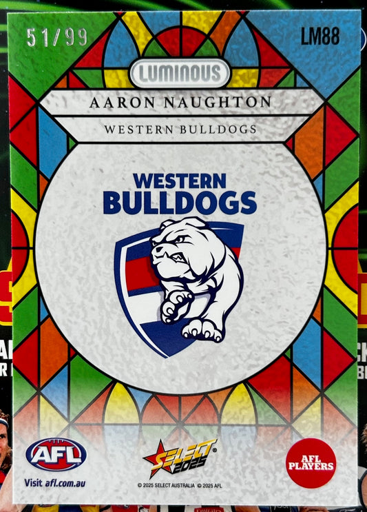 Select AFL 2025 Footy Stars - AARON NAUGHTON (WESTERN BULLDOGS) Luminous Myriad LM88 /99