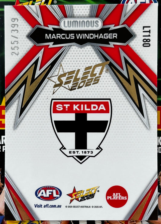 Select AFL 2025 Footy Stars - MARCUS WINDHAGER (ST KILDA) Thunderbolt Gold Logo LT180 /399