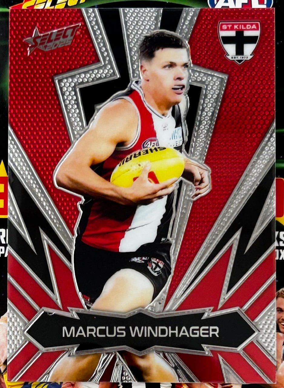 Select AFL 2025 Footy Stars - MARCUS WINDHAGER (ST KILDA) Thunderbolt Gold Logo LT180 /399