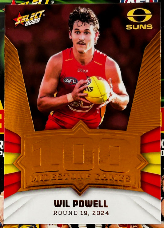 Select AFL 2025 Footy Stars - WIL POWELL (GOLD COAST SUNS) 100 Milestone Games MG54
