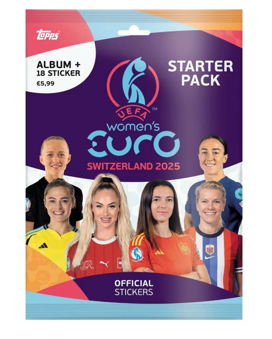 Topps UEFA Women's EURO 2025 Sticker Collection - Starter Pack (Album + 18 Stickers)