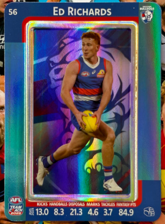AFL Teamcoach 2025 - ED RICHARDS (WESTERN BULLDOGS) Blue Parallel #56 1:9 packs