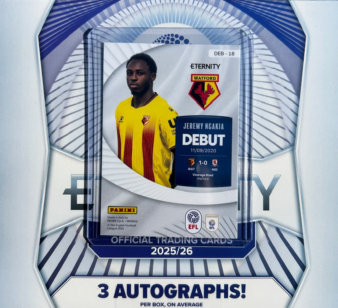 Panini EFL Eternity 2025-26 - JEREMY NGAKIA (WATFORD) Debut DEB-18 *Magenta Parallel /25*