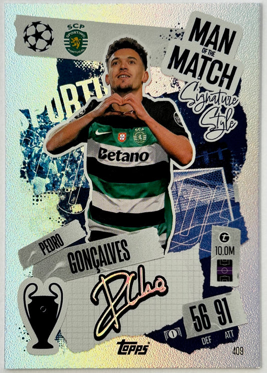 Topps 2024-25 Match Attax UEFA - PEDRO GONCLAVES (SPORTING CP) Man of the Match #409