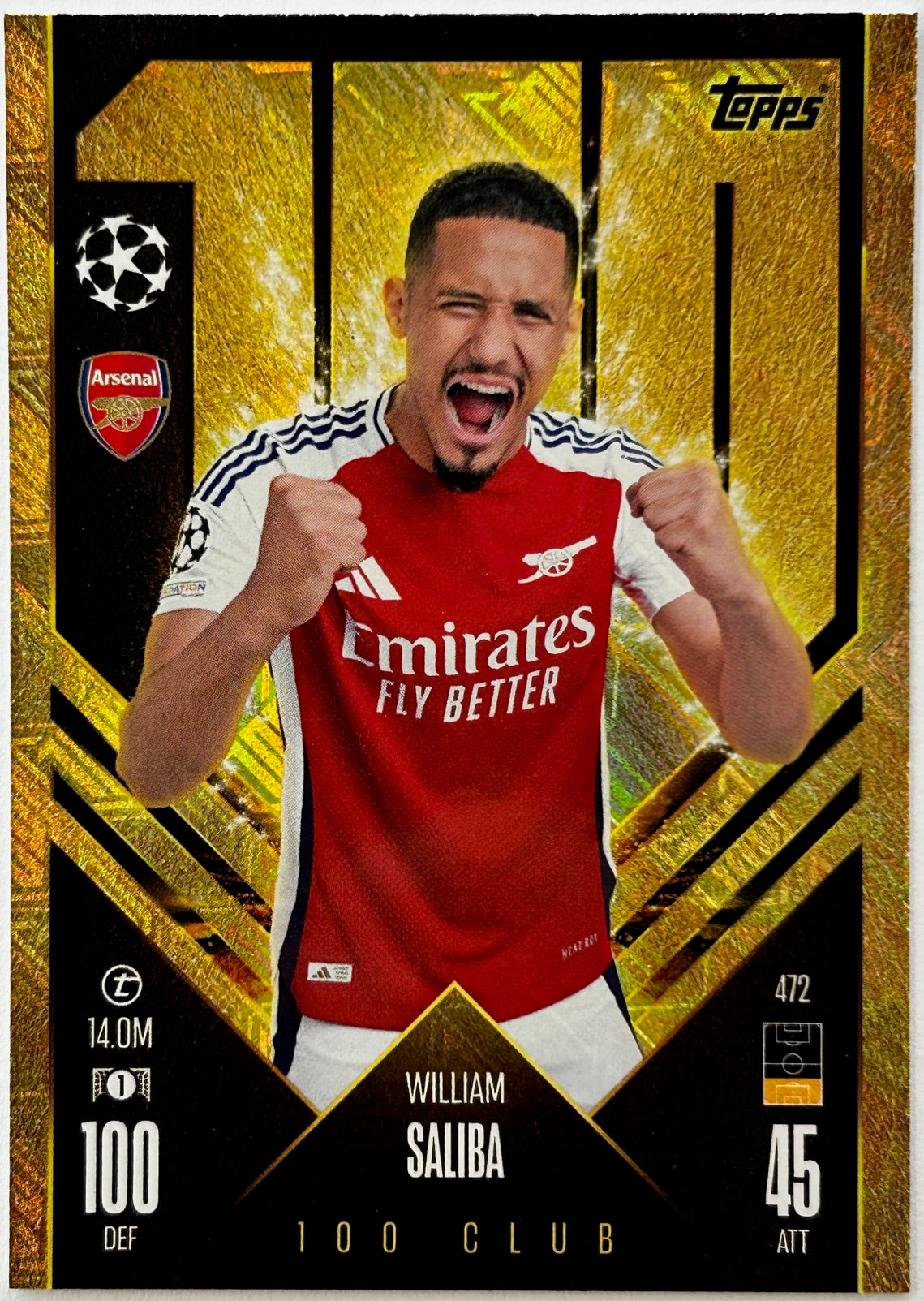 Topps 2024-25 Match Attax UEFA - WILLIAM SALIBA (ARSENAL) 100 Club #472