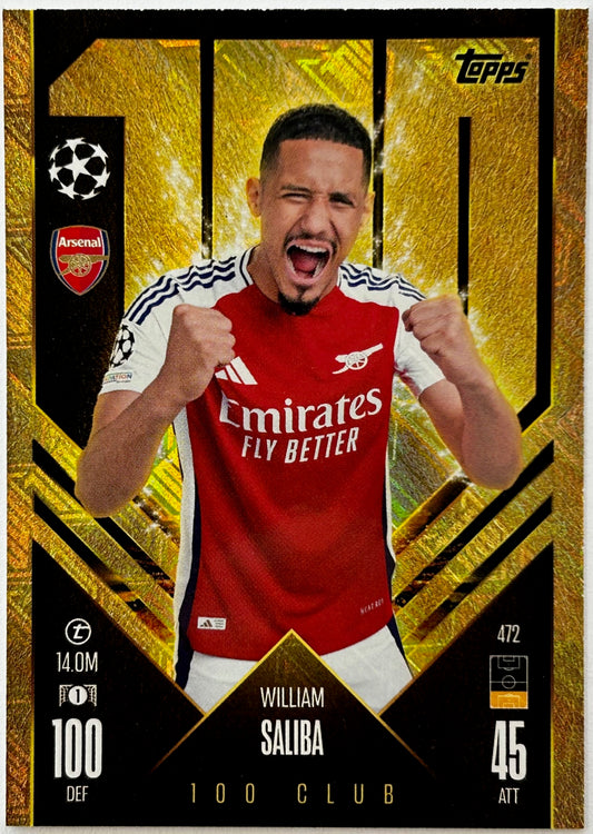 Topps 2024-25 Match Attax UEFA - WILLIAM SALIBA (ARSENAL) 100 Club #472