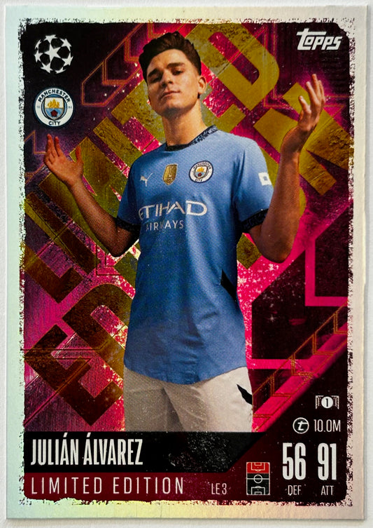 Topps 2024-25 Match Attax UEFA - JULIAN ALVAREZ (MANCHESTER CITY) Limited Edition #LE3