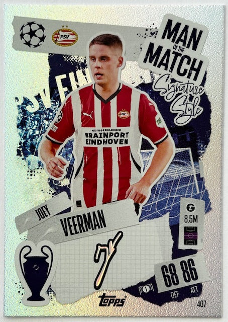 Topps 2024-25 Match Attax UEFA - JOEY VEERMAN (PSV EINDHOVEN) Man of the Match #407