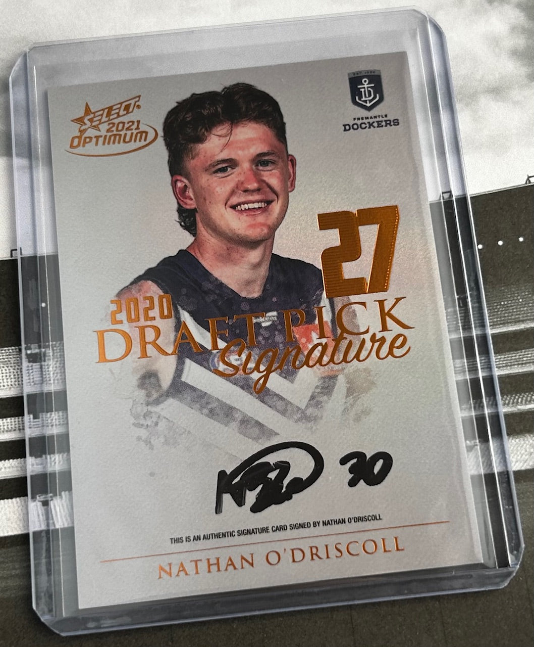Select AFL Optimum 2021 - NATHAN O'DRISCOLL (FREMANTLE DOCKERS) Draft Pick Signature Copper DPSC27 /170