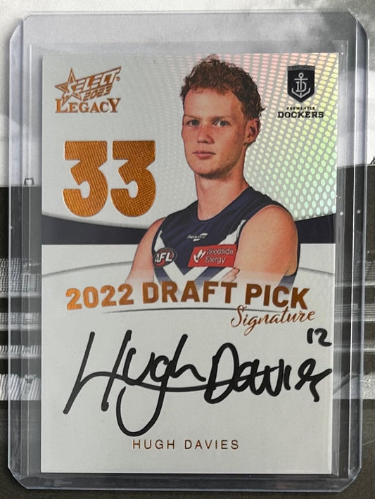 Select AFL Legacy 2023 - HUGH DAVIES (FREMANTLE DOCKERS) Draft Pick Signature Copper DPSC33 /175