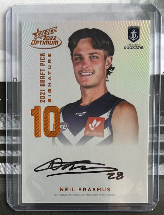 Select AFL Optimum 2022 - NEIL ERASMUS (FREMANTLE DOCKERS) Draft Pick Signature Copper DPSC10 /170