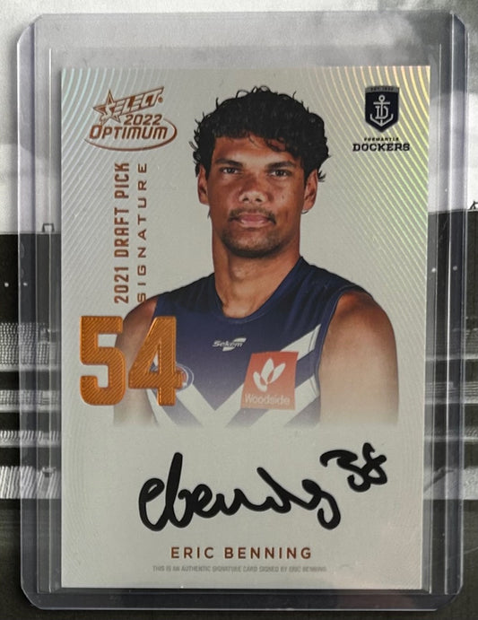 Select AFL Optimum 2022 - ERIC BENNING (FREMANTLE DOCKERS) Draft Pick Signature Copper DPSC54 /170