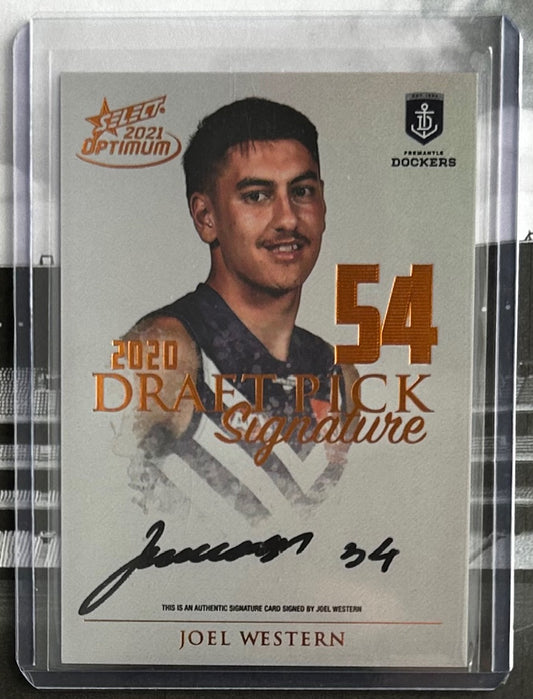 Select AFL Optimum 2021 - JOEL WESTERN (FREMANTLE DOCKERS) Draft Pick Signature Copper DPSC54 /170