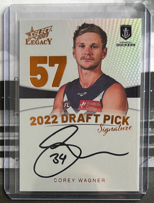 Select AFL Legacy 2023 - COREY WAGNER (FREMANTLE DOCKERS) Draft Pick Signature Copper DPSC57 /175