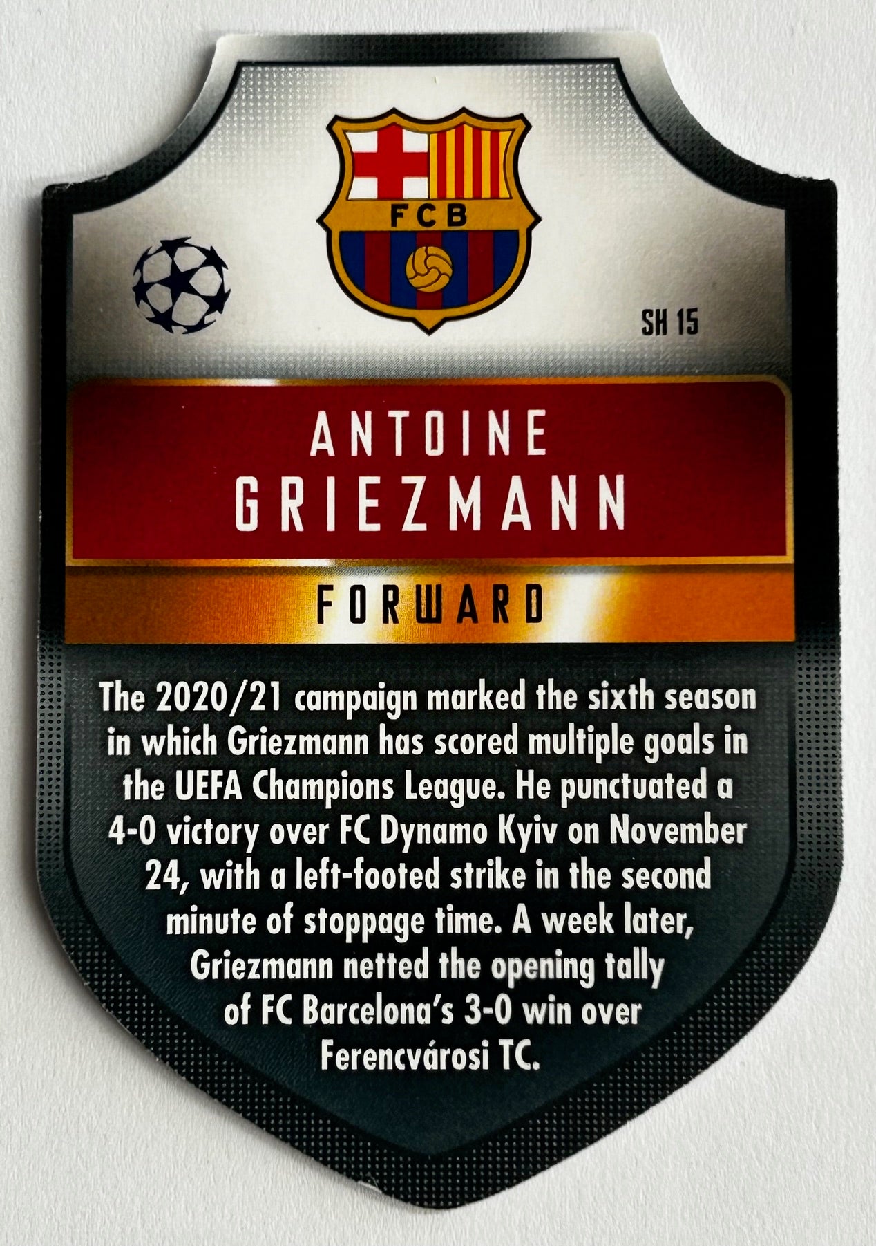 Topps Match Attax UEFA 2021-22 - GRIEZMANN (FC BARCELONA) Chrome Pro-Elite Shield SH15