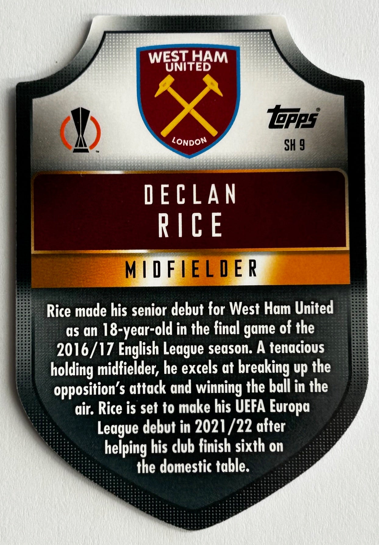 Topps Match Attax UEFA 2021-22 - RICE (WEST HAM UNITED) Chrome Pro-Elite Shield SH9