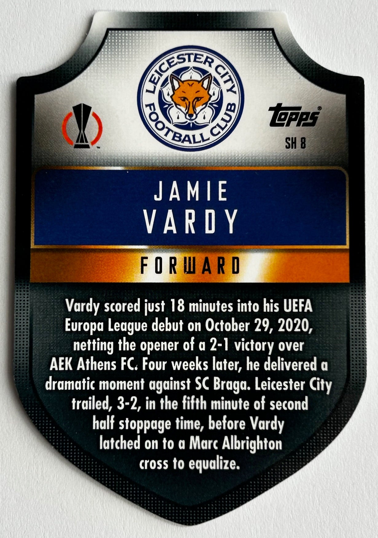 Topps Match Attax UEFA 2021-22 - VARDY (LEICESTER CITY) Chrome Pro-Elite Shield SH8