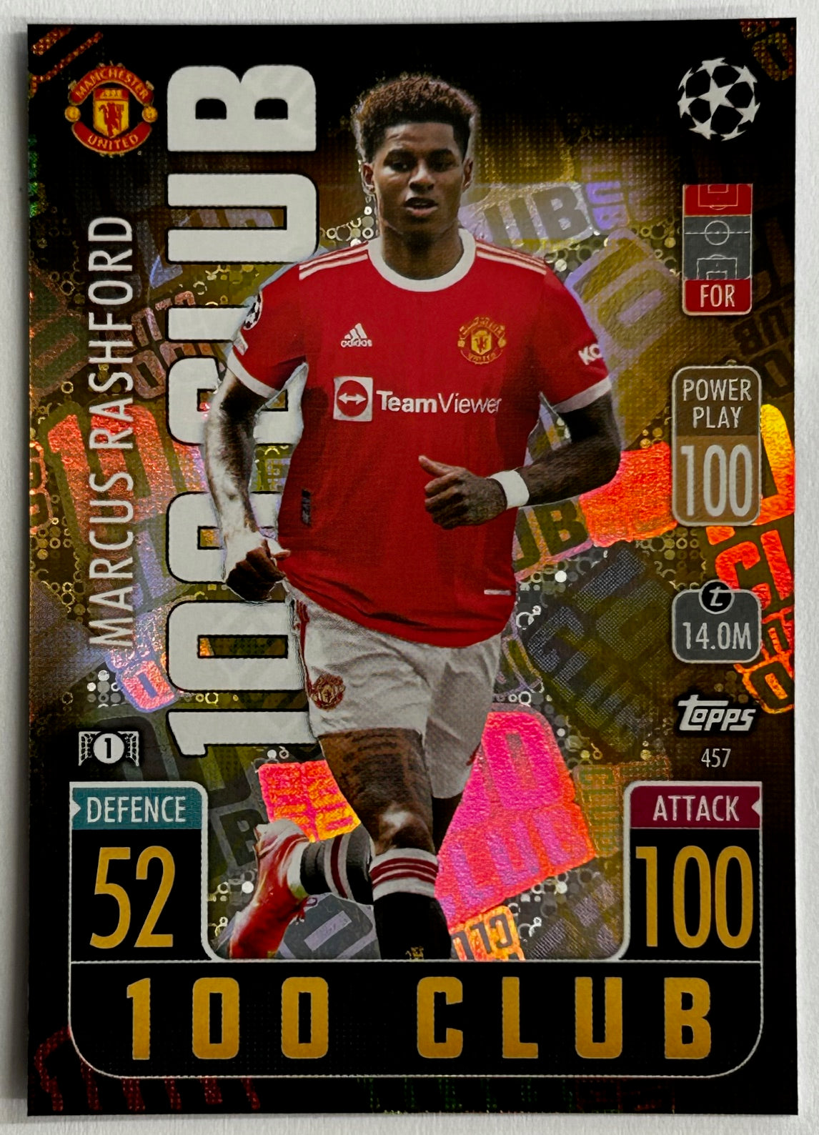 Topps Match Attax UEFA 2021-22 - RASHFORD (MAN UTD) 100 Club 457