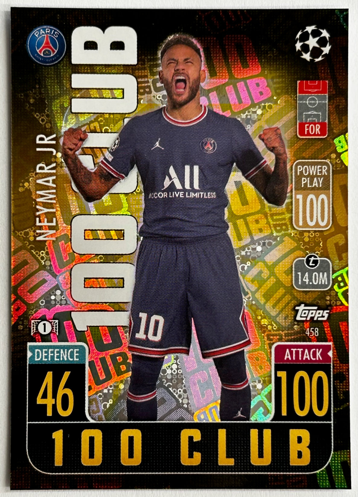 Carte Topps PSG 2021/22 Neymar Jr – Icy Foil Parallel (état Neuf)