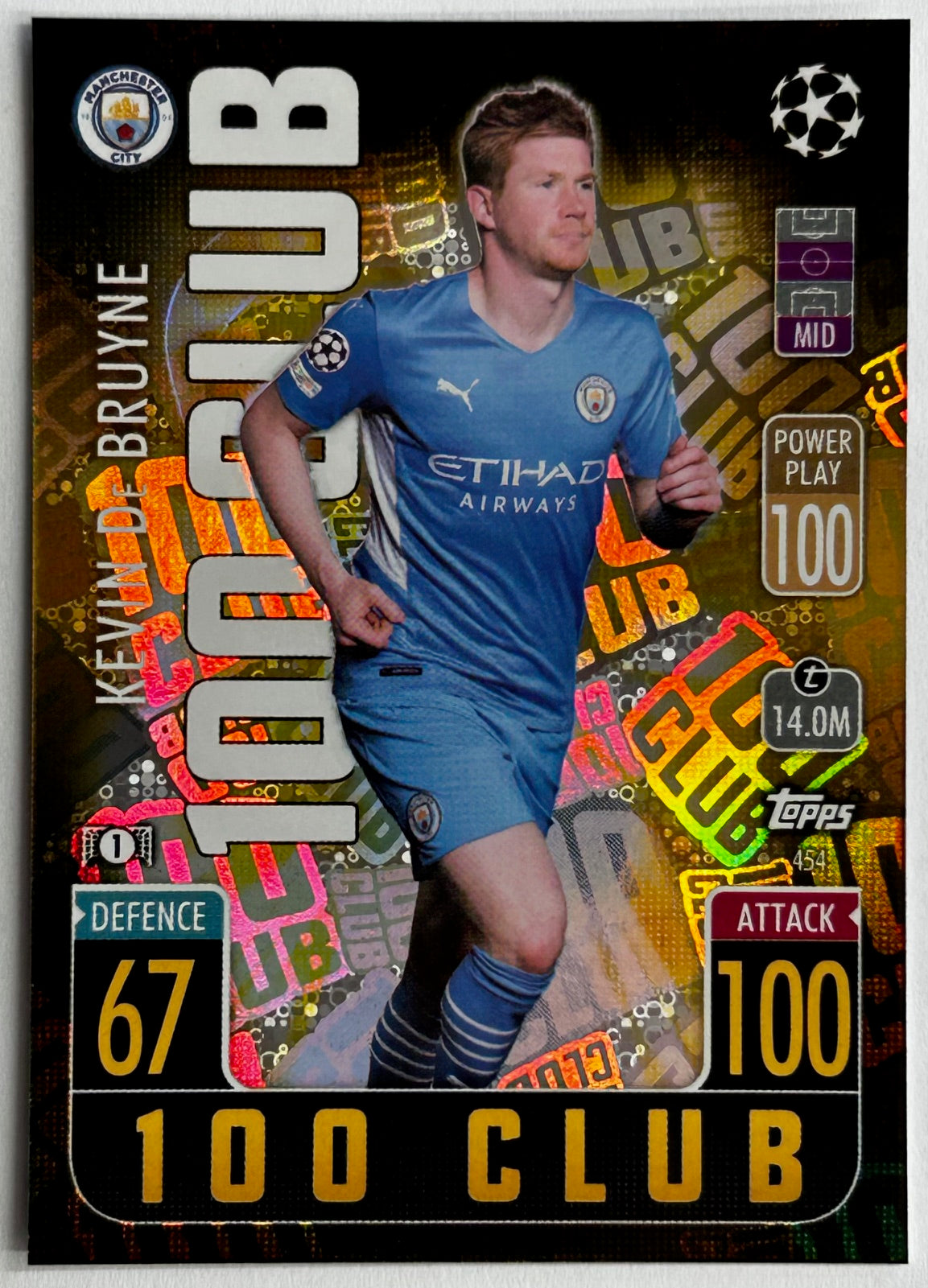 Topps Match Attax UEFA 2021-22 - DE BRUYNE (MAN CITY) 100 Club 454