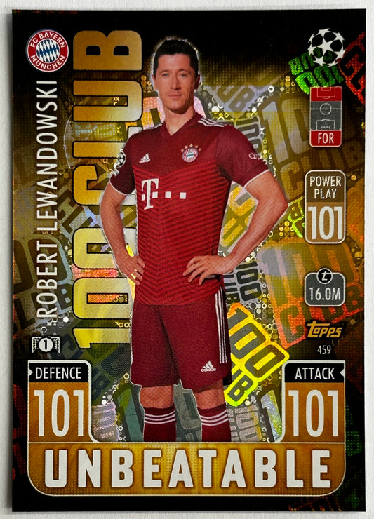 Topps Match Attax UEFA 2021-22 - LEWANDOWSKI (BAYERN MUNICH) 100 Club Unbeatable 459