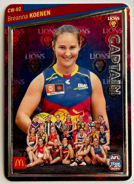 AFL Teamcoach 2024 Trading Card Collection - Single MACCAS AFLW WOMEN'S CAPTAINS SILVER Cards (CW-01 to CW-18)