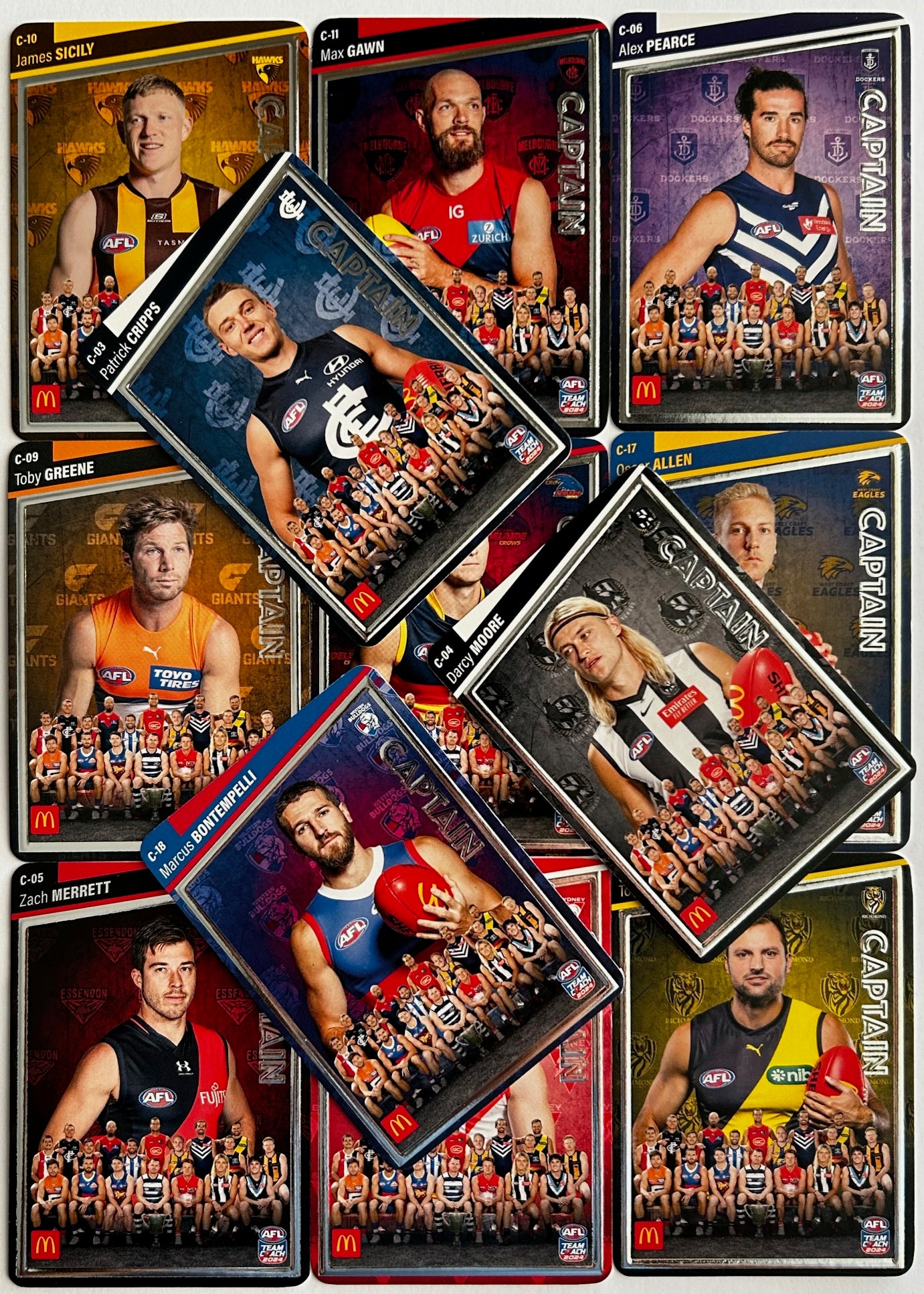 AFL Teamcoach 2024 Trading Card Collection - Single MACCAS MEN'S CAPTAINS SILVER Cards (C-01 to C-18)