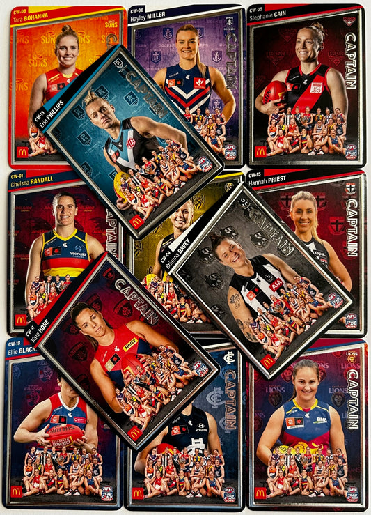 AFL Teamcoach 2024 Trading Card Collection - Single MACCAS AFLW WOMEN'S CAPTAINS SILVER Cards (CW-01 to CW-18)