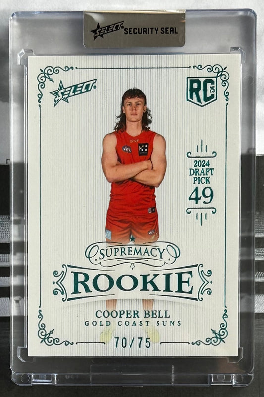 Select 2025 AFL Supremacy Rookies - COOPER BELL Pick #49 (GOLD COAST SUNS) RPB49 /75