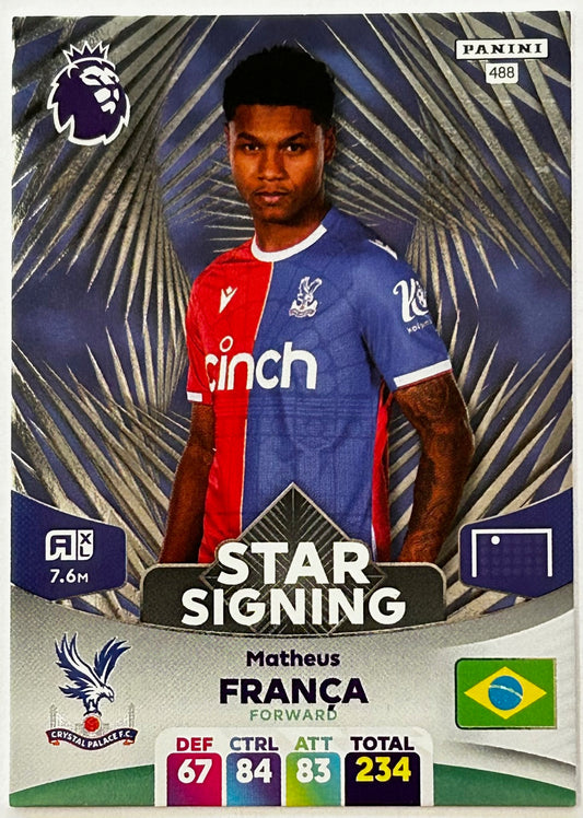 Panini Adrenalyn XL Premier League 2024 - MATHEUS FRANCA (CRYSTAL PALACE) Star Signing 488