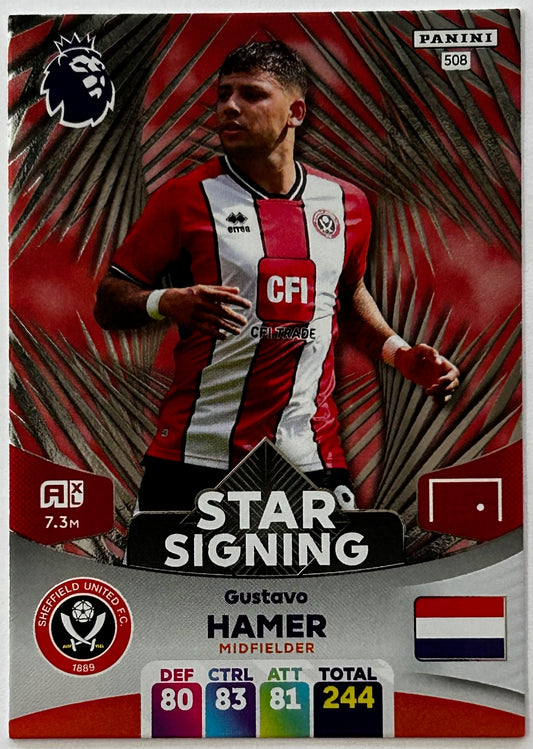 Panini Adrenalyn XL Premier League 2024 - GUSTAVO HAMER (SHEFFIELD UNITED) Star Signing 508