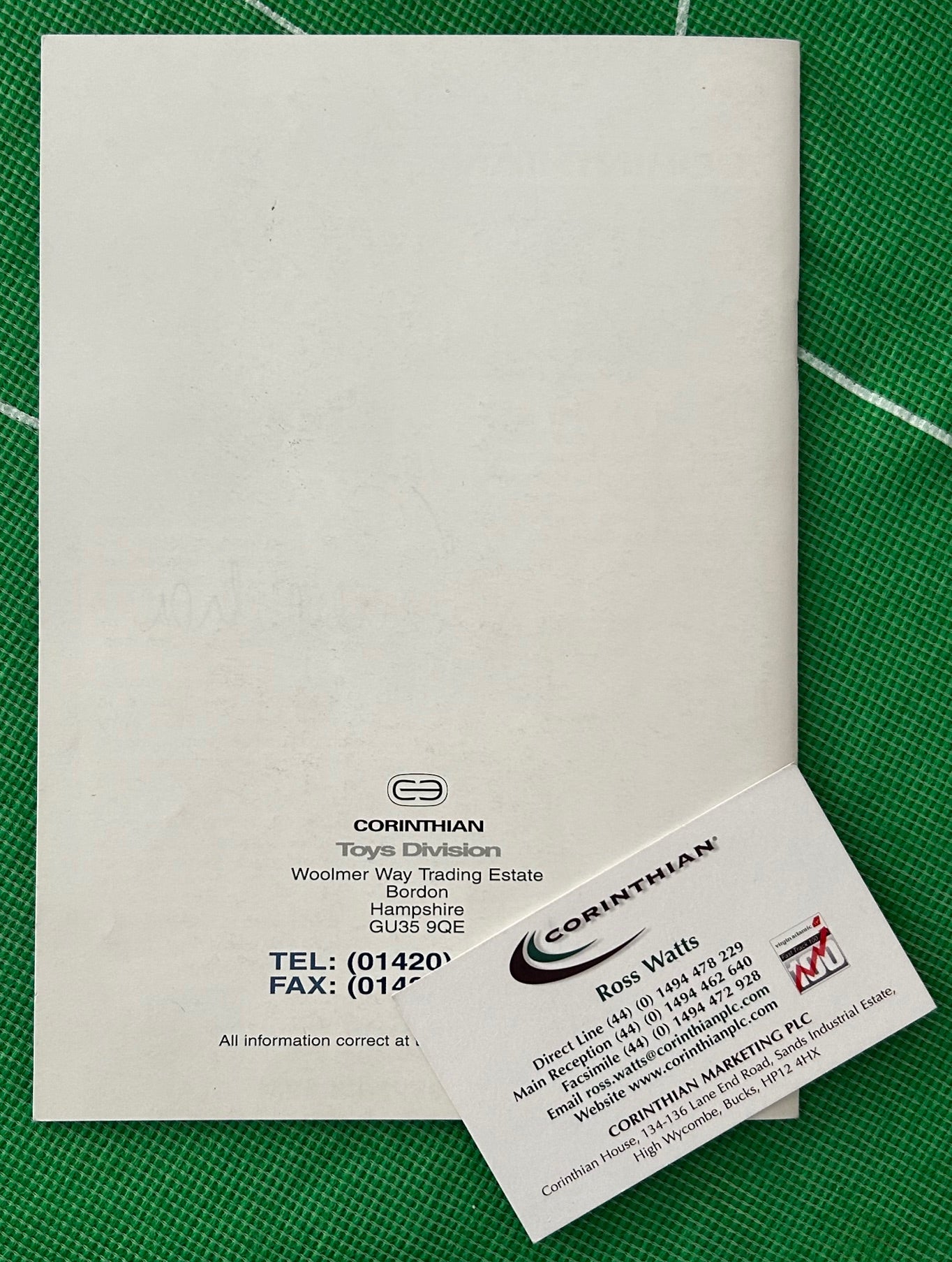 Corinthian Toys Division 1996 Catalogue - England, FAPL & SPL range (Original Copy signed by Ian Walker)