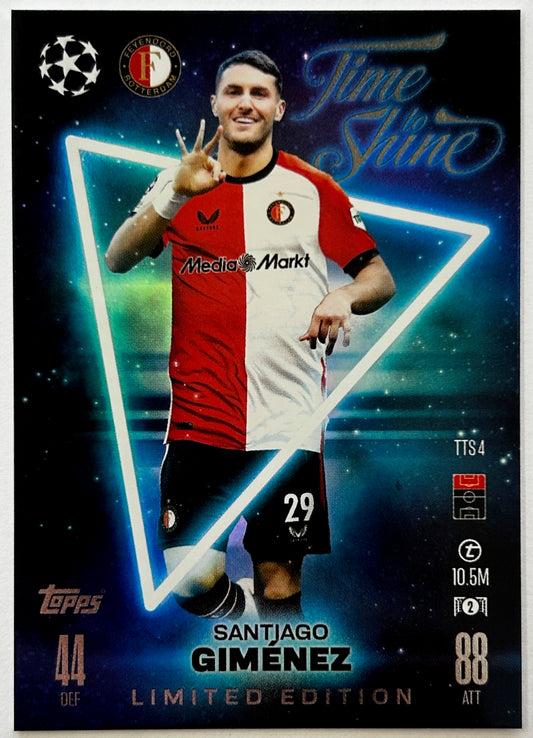 Topps 2024-25 Match Attax UEFA - SANTIAGO GIMENEZ (FEYENOORD) Time To Shine - Limited Edition #TTS4