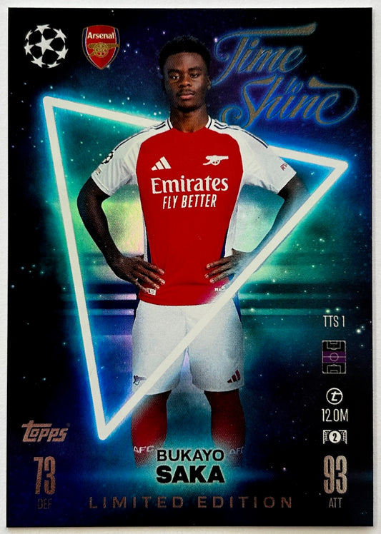 Topps 2024-25 Match Attax UEFA - BUKAYO SAKA (ARSENAL) Time To Shine - Limited Edition #TTS1
