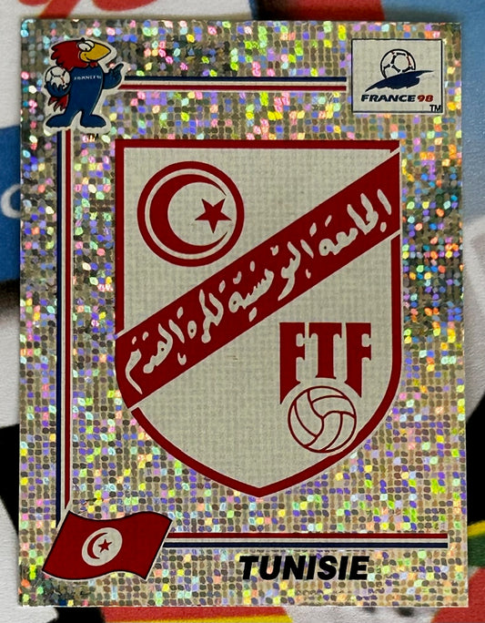 Panini FIFA World Cup France 98 Sticker - TEAM BADGE (TUNISIA) Foil #481