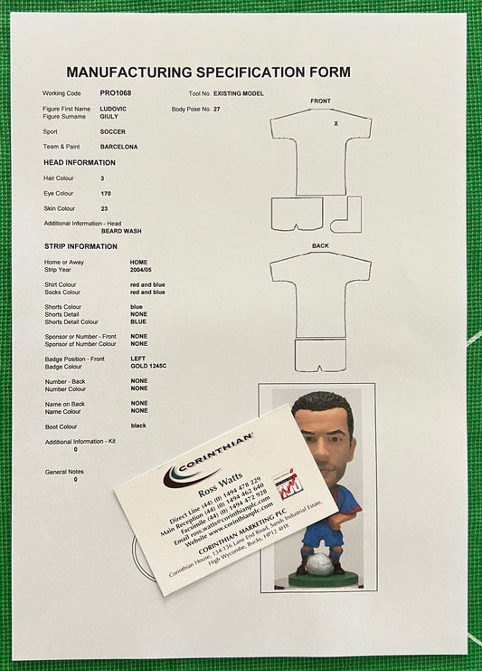 Corinthian ProStars Manufacturing Specification Form - LUDOVIC GIULY (FC BARCELONA) Mundo Deportivo PRO1068