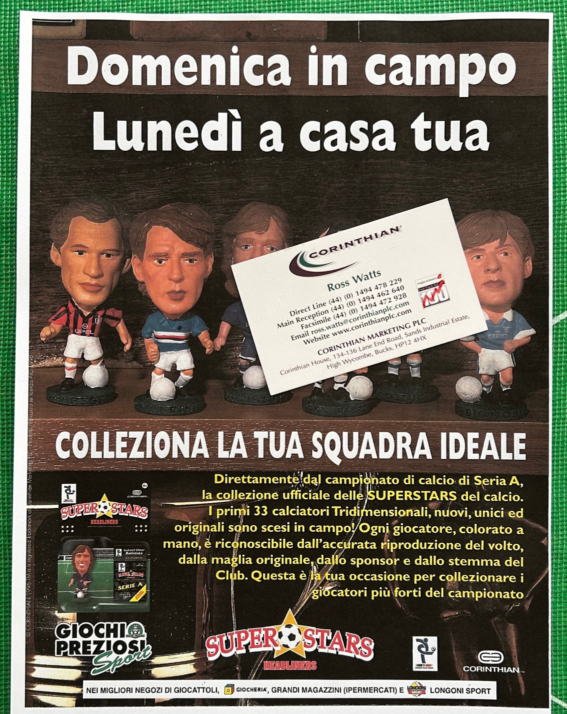 Corinthian Superstars Headliners GIOCHI PREZIOSI SPORT - Full Colour A4 Advert #2 (1997)