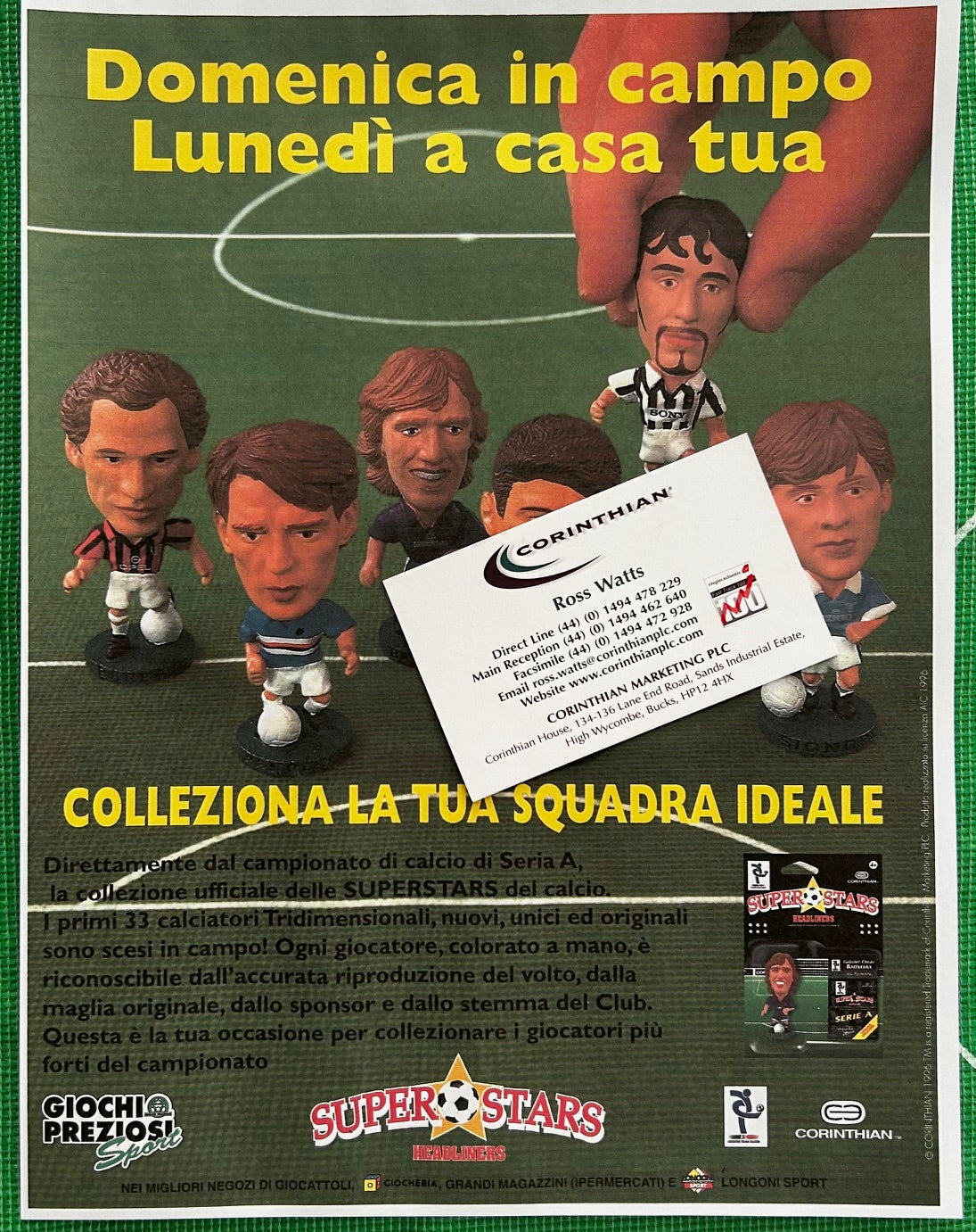 Corinthian Superstars Headliners GIOCHI PREZIOSI SPORT - Full Colour A4 Advert #1 (1997)