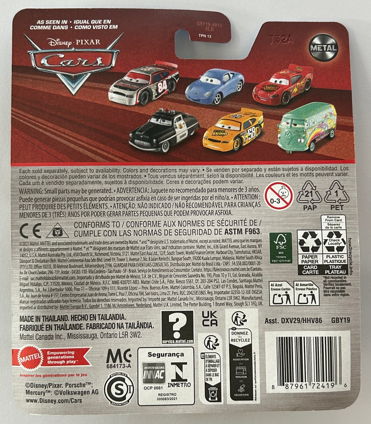 Mattel Disney Cars Metal 1:55 Diecast - "SLIM" HOOD