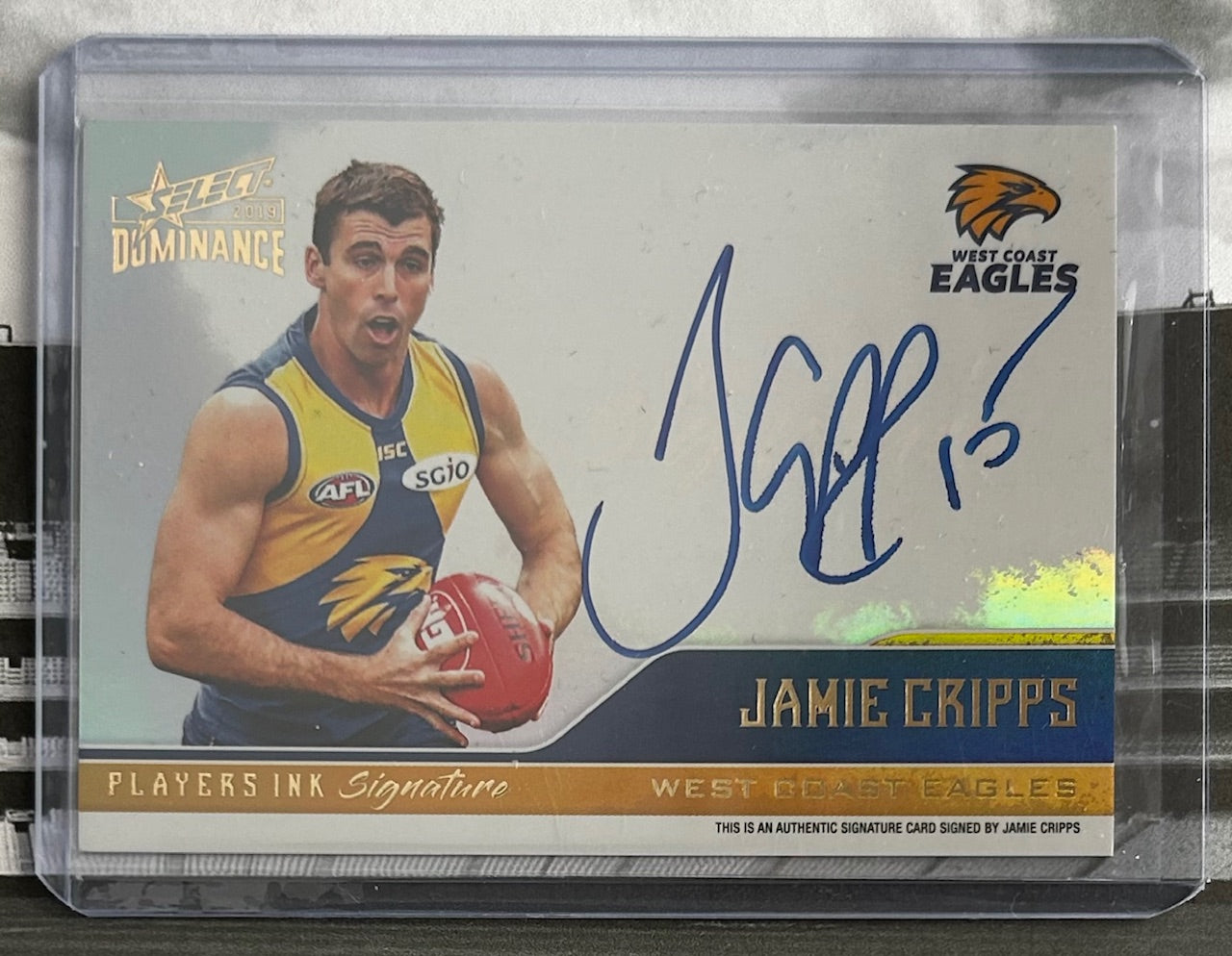 2019 AFL Select Dominance - JAMIE CRIPPS (WEST COAST EAGLES) Players Ink Signature PIS17 /175