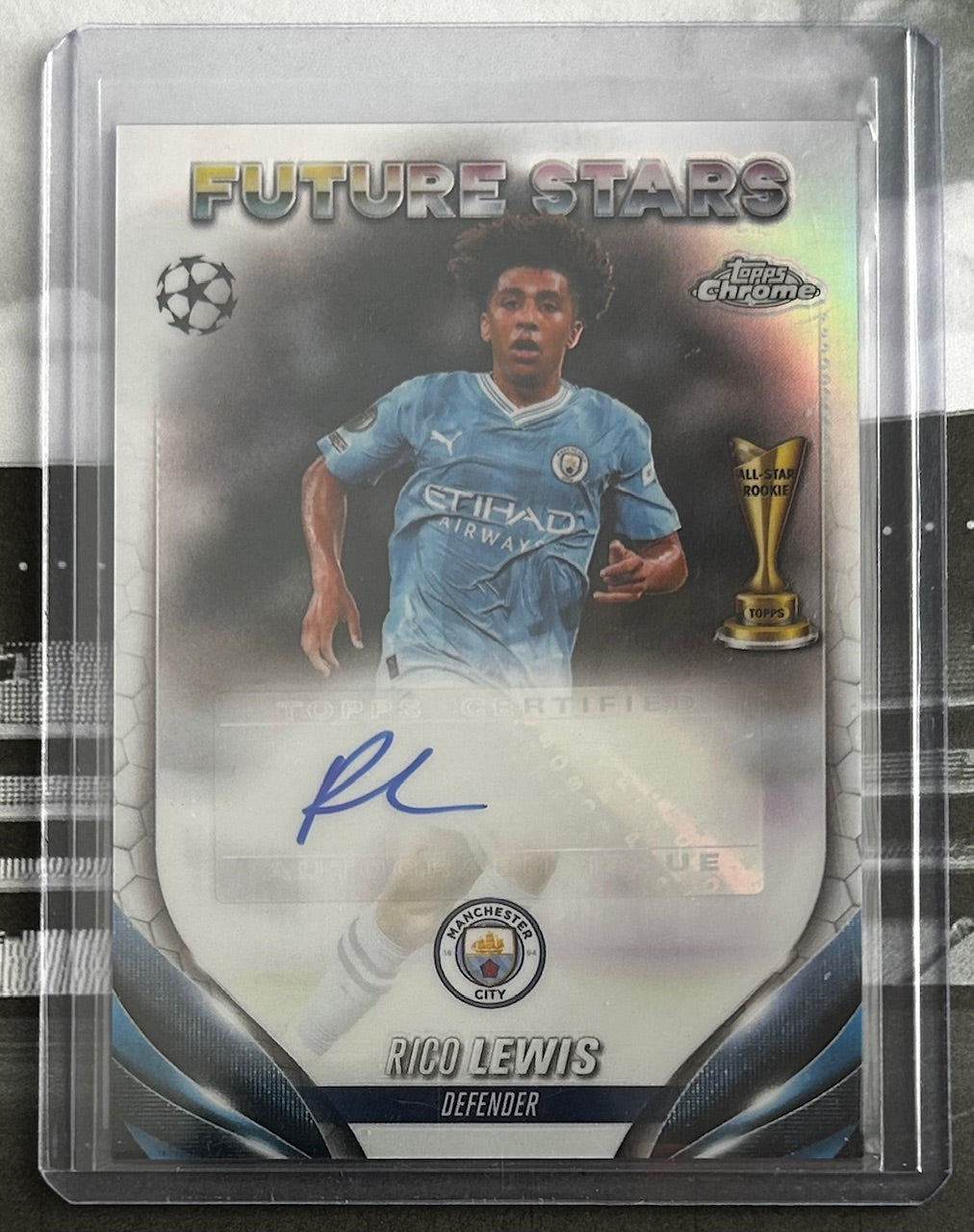 2023-24 Topps Chrome UEFA - RICO LEWIS (MANCHESTER CITY) Future Stars Autograph Card #FSA-RL