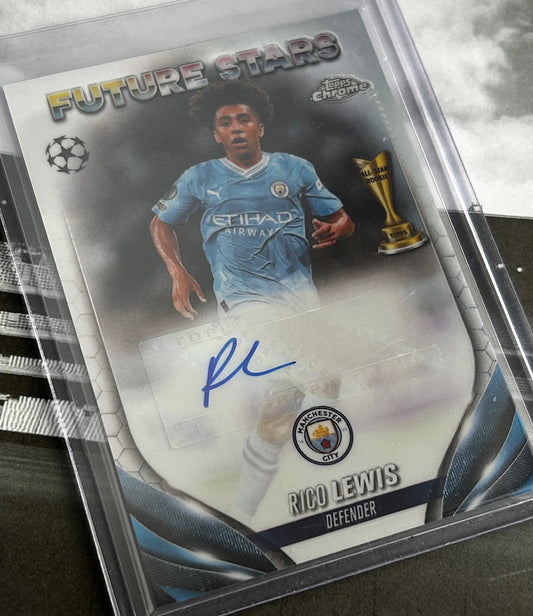 2023-24 Topps Chrome UEFA - RICO LEWIS (MANCHESTER CITY) Future Stars Autograph Card #FSA-RL