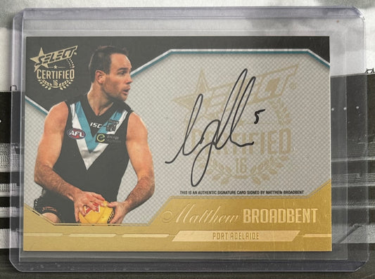 Select AFL 2016 Certified Signature - MATTHEW BROADBENT (PORT ADELAIDE) Certified Signature SCS25 /240