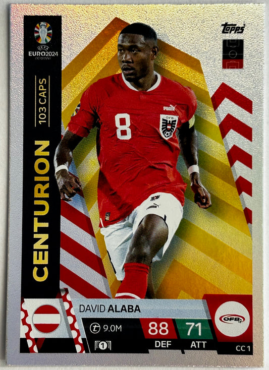 Topps Match Attax UEFA EURO 2024 - ALABA (AUSTRIA) Centurion CC1