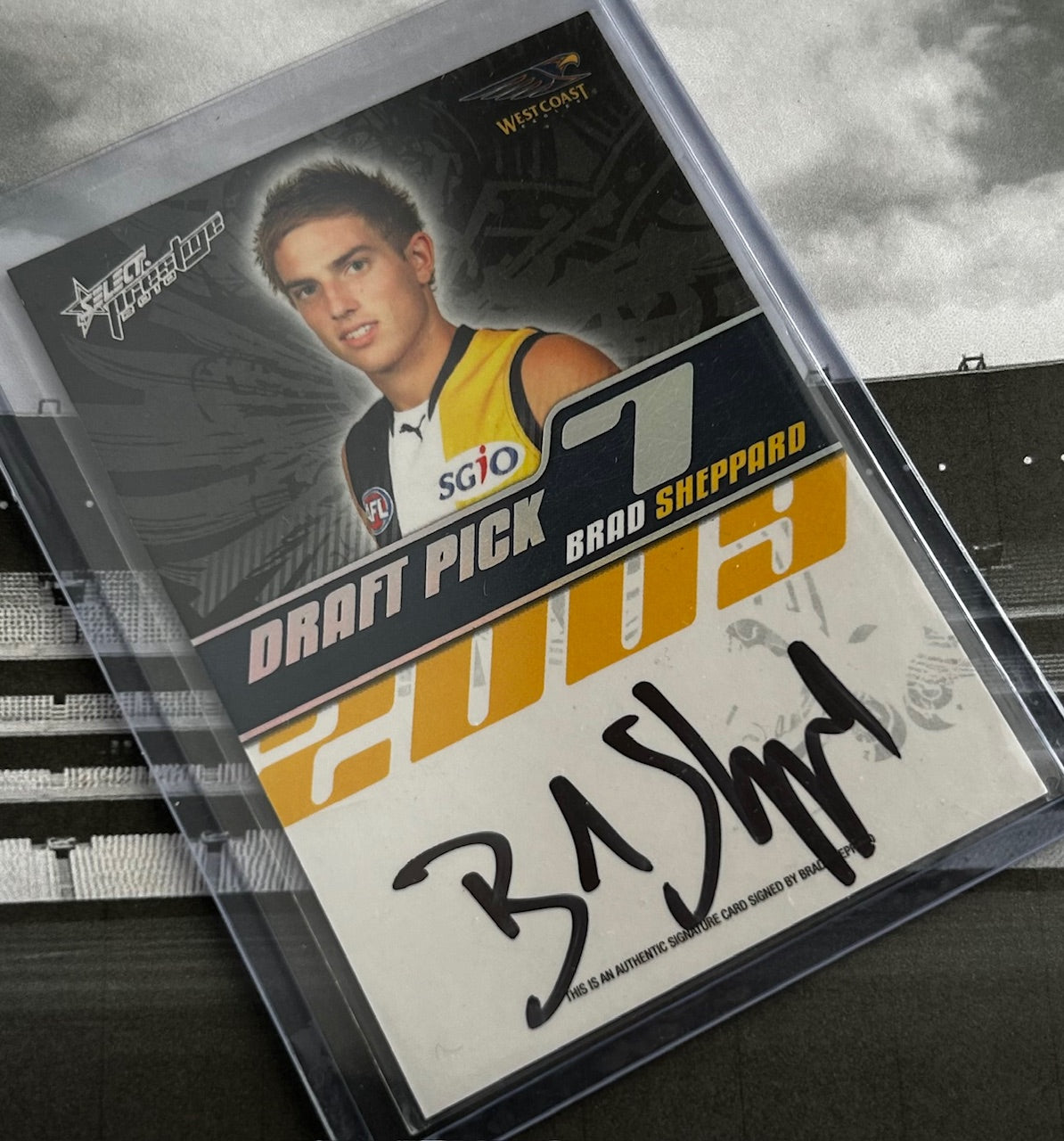 2010 Select AFL Prestige - BRAD SHEPPARD (WEST COAST EAGLES) Draft Pick Signature DP7 /400