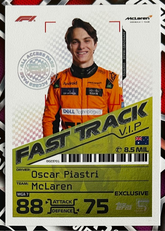 Topps F1 Turbo Attax 2024 - OSCAR PIASTRI (McLAREN) Fast Track VIP Exclusive MGA7