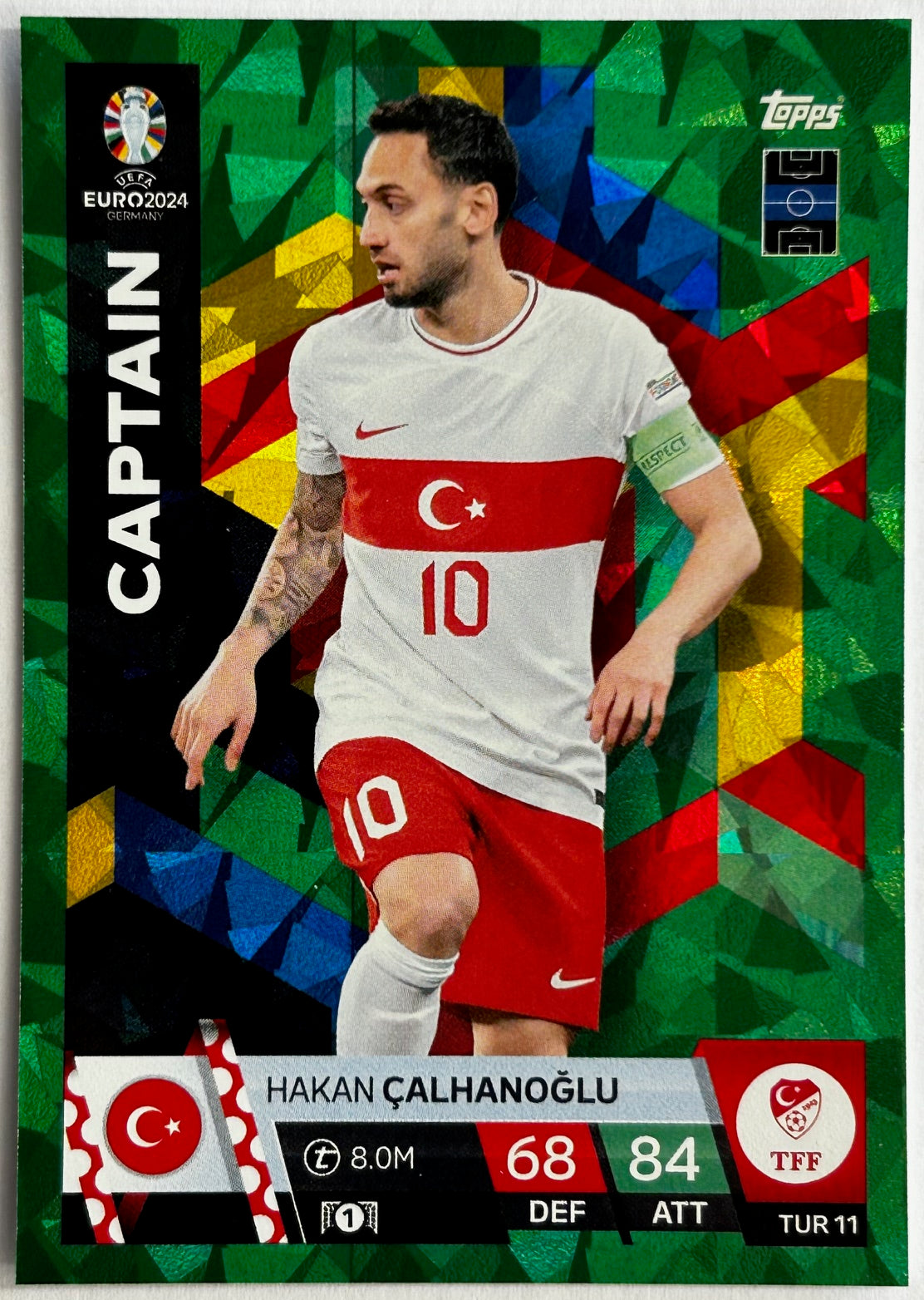 Topps Match Attax UEFA EURO 2024 - CALHANOGLU (TURKEY) Green Parallel Captain TUR11