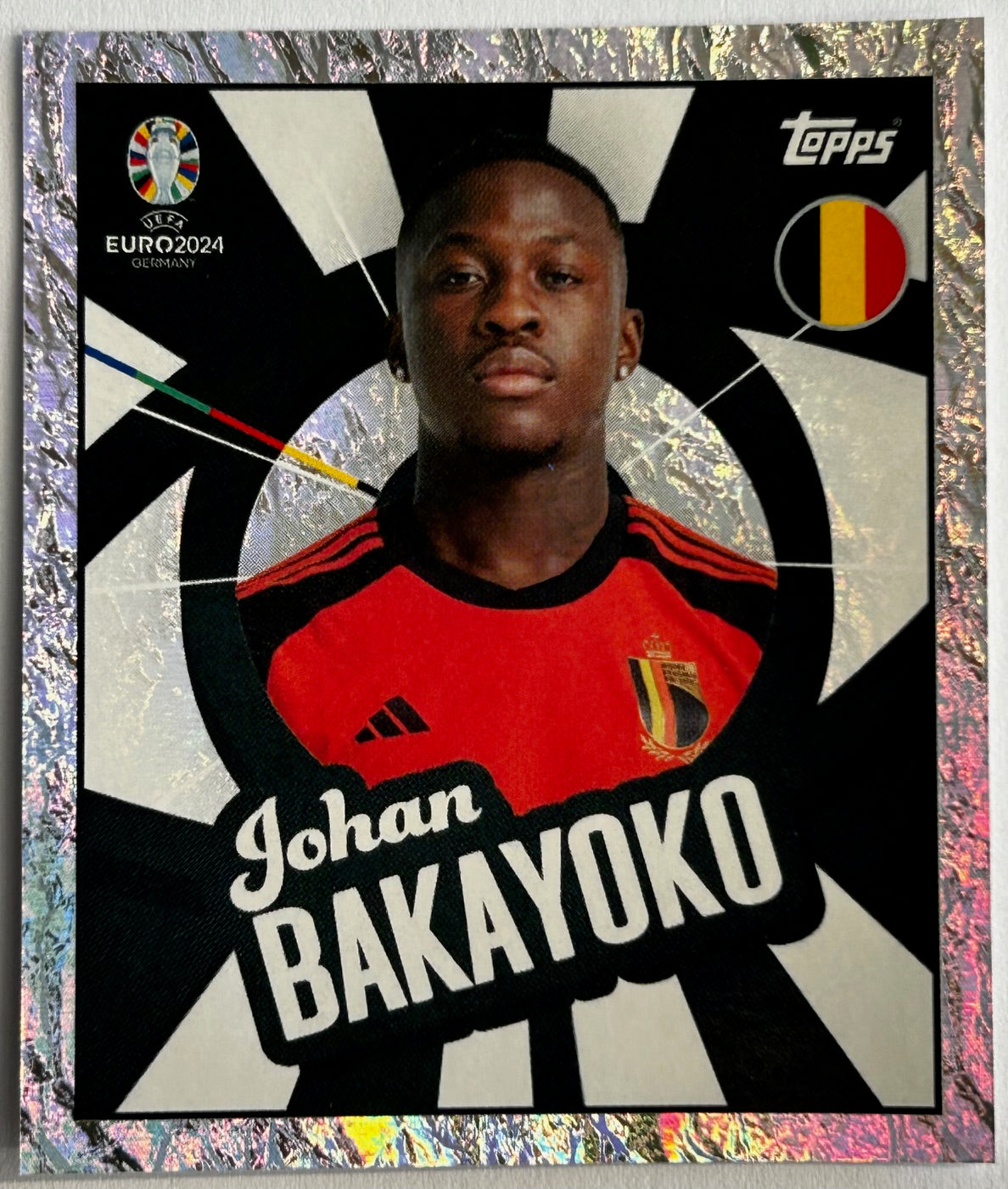 Topps UEFA EURO 2024 Sticker Collection - JOHAN BAKAYOKO (BELGIUM) Foil Player to Watch BEL PTW