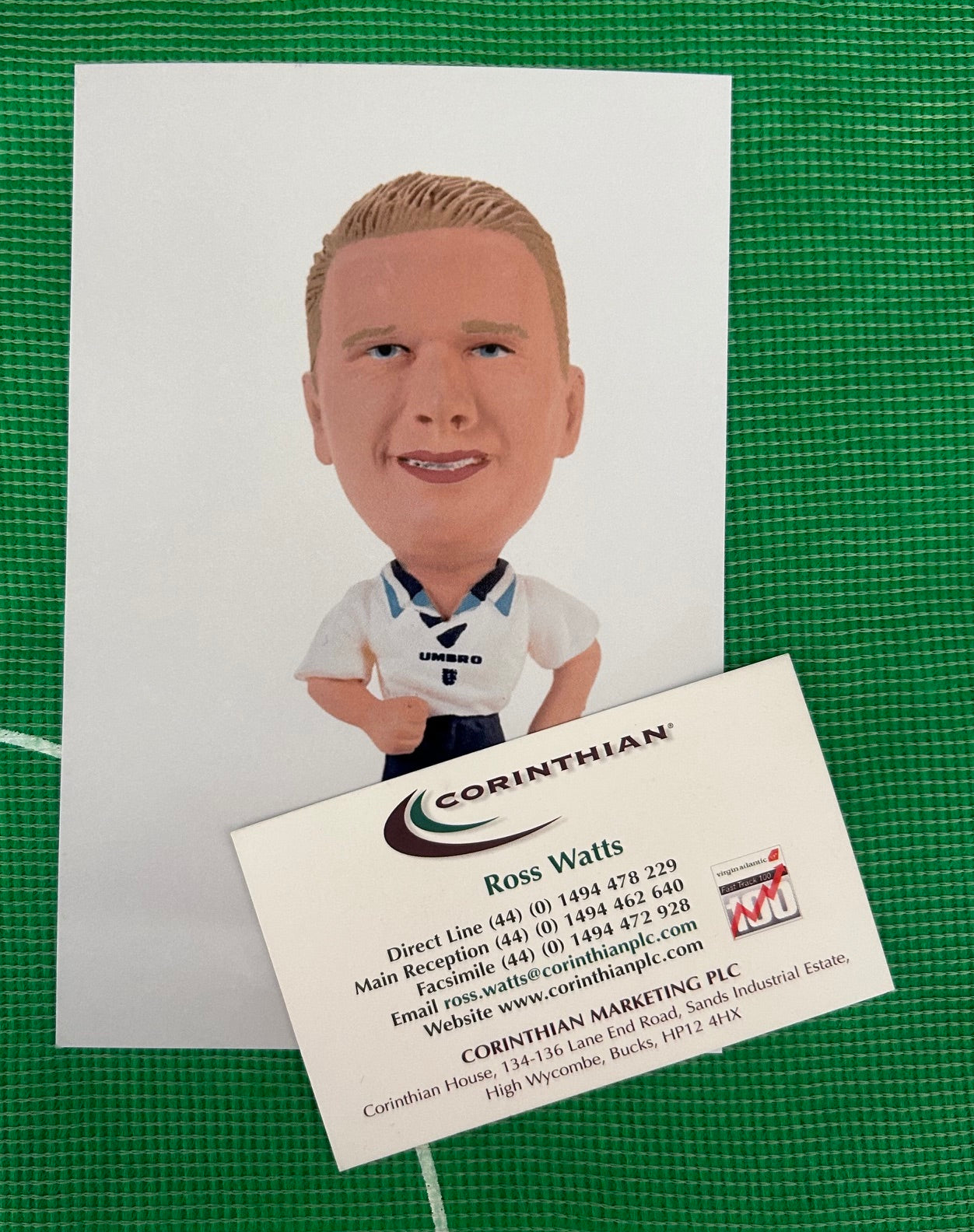 Corinthian PAUL 'GAZZA' GASCOIGNE WITH BLONDE HAIR (ENGLAND 1995) Early Product Development Photo