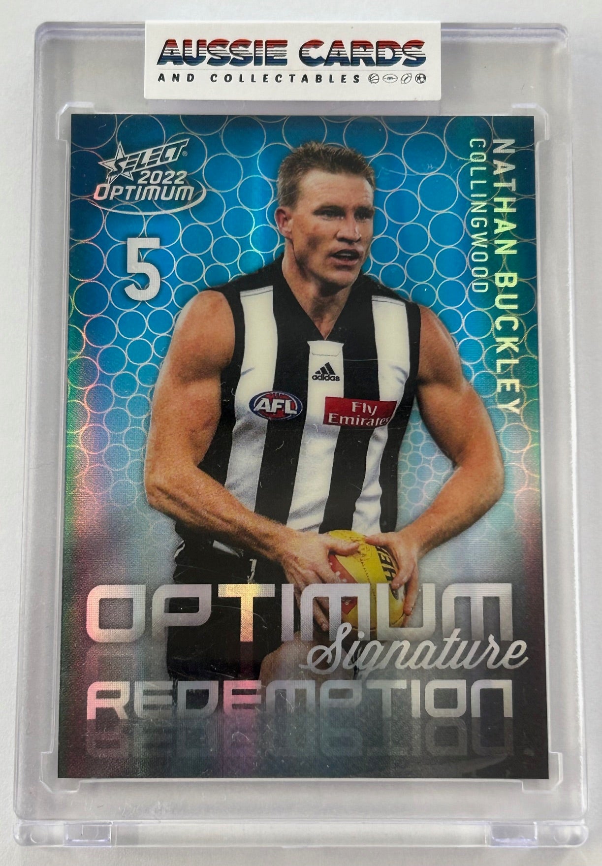 Select AFL 2022 Optimum - NATHAN BUCKLEY (COLLINGWOOD) Signature Redemption OMSR8 #23/50